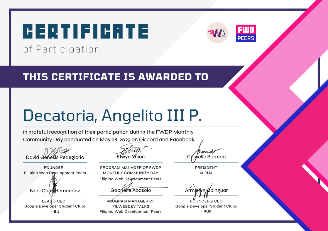 FWDP Monthly Community Day Certificate